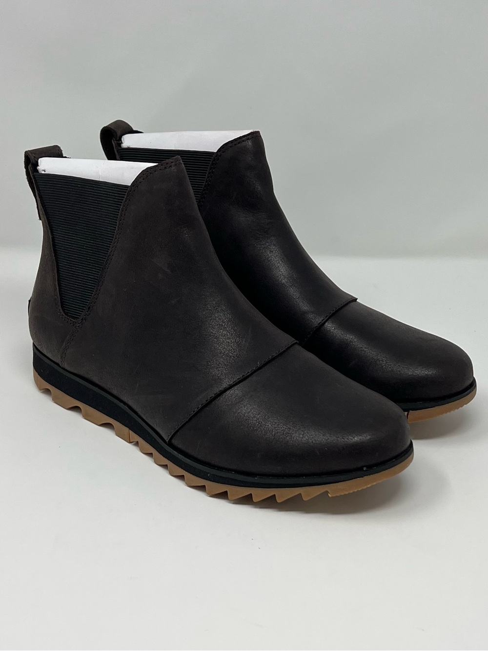 SOREL Harlow Chelsea Waterproof Leather Boots Blackened Brown Women’s 9 NEW